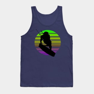 Kitesurfing Female Rider Silhouette Retro Sunset Tank Top